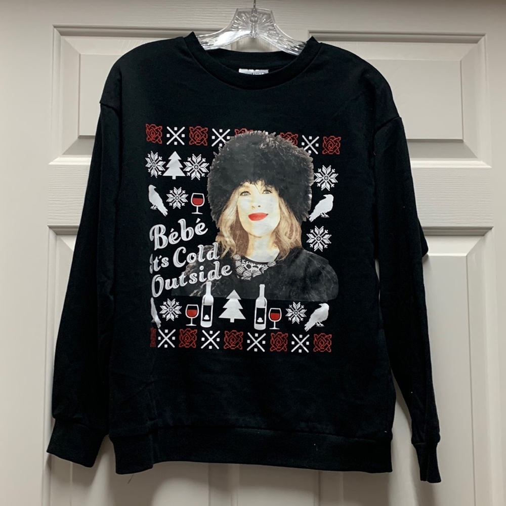 Schitt’s Creek Bebe it’s cold outside Christmas Moira Rose wine sweatshirt S